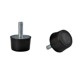 Rubber-metal buffer stop with threaded bolt