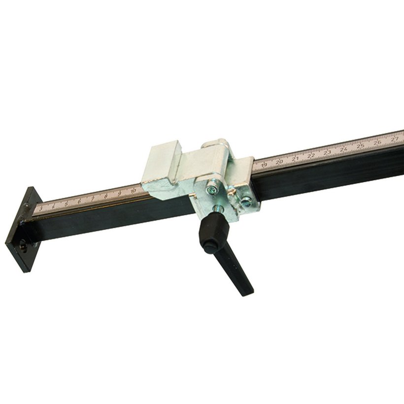 Length stop for cutting for cable duct cutter type 2676 with additional height, adjustable floor support